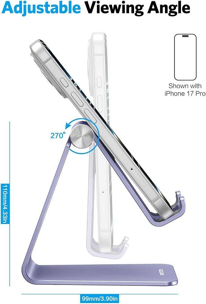 OMOTON Adjustable Cell Phone Stand, C2 Aluminum Desktop Cellphone Stand - Image 4