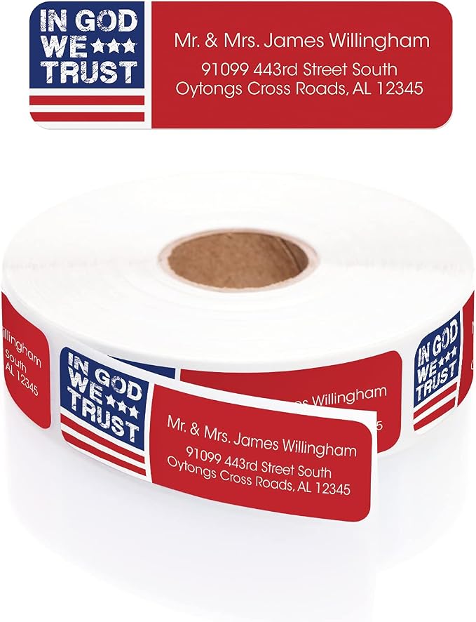 in God We Trust Rolled Address Labels/Roll of 250 Personalized Return Address - Image 2