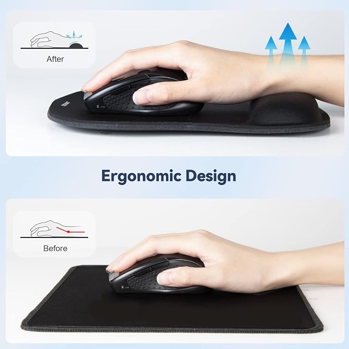 TECKNET 2 Pack Mouse Pad with Wrist Support, Ergonomic Gaming Mouse Pad Pain - Image 2