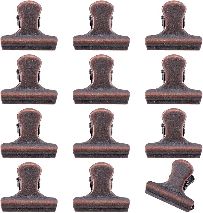 CRASPIRE 12Pcs Metal Food Bag Hinge Clips 1 Inch Small Vintage Binder Clips Red - Image 8