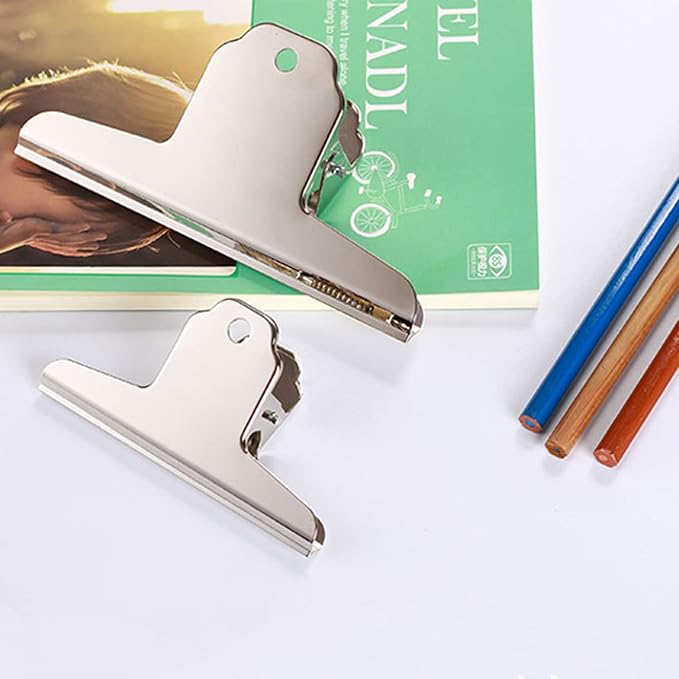 6pcs Stainless Steel Bulldog Clips, Extra Large & Medium Sizes, Holds Up to 400 - Image 6