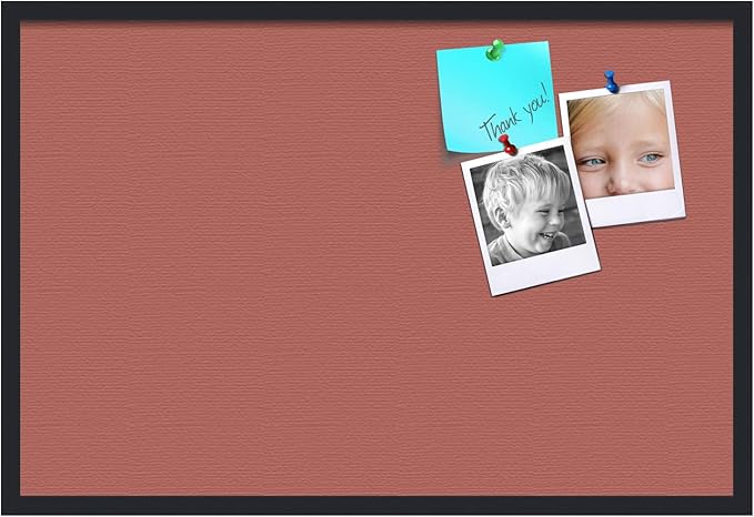 PinPix 36x24 Inch Cork Bulletin Board. This Decorative Framed Pin Board Comes with Crimson Pastel Design and a Satin Black Frame. Ideal for Home Office Decor or Message Board (PinPix-1807)-DeskLoop Office