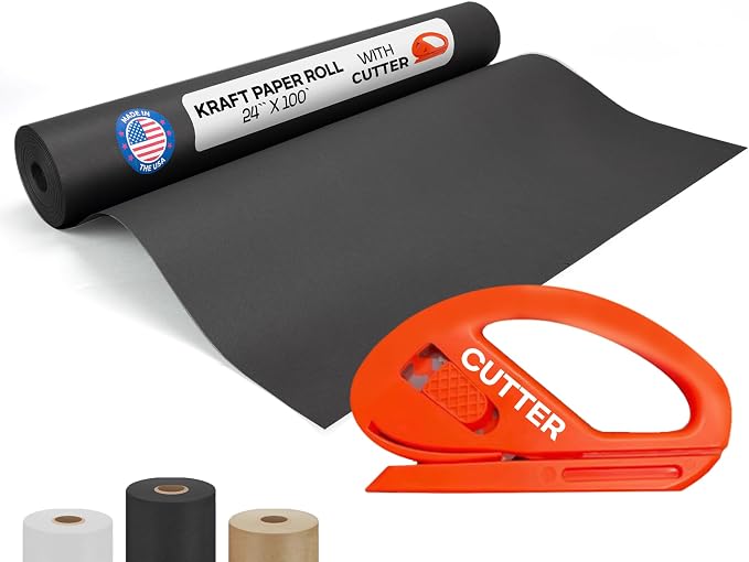 Black Kraft Paper Roll 24" x 1200" by IDLPackaging