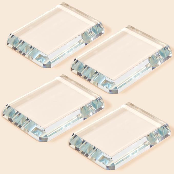 Seajan 4 Pcs Rectangular Glass Paperweight Clear Heavy Paper Weights Decorative by Seajan