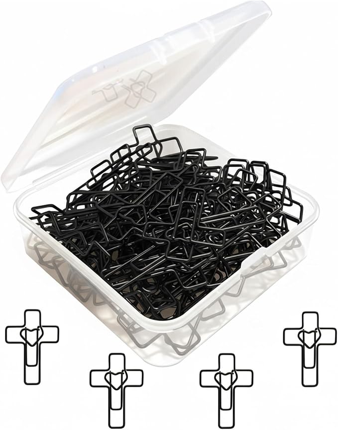60PCS Black Heart Cross Paper Clips by MORNLIGHT