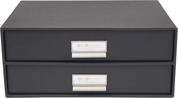 Bigso Box of Sweden Birger 2-Drawer Fiberboard Label Frame Document Letter Box - Image 4