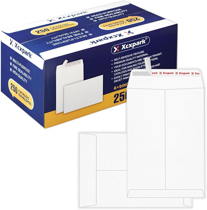 Xxcxpark 250 PCS 6x9 inches Security Catalog Envelopes Printable Self Seal by Xxcxpark
