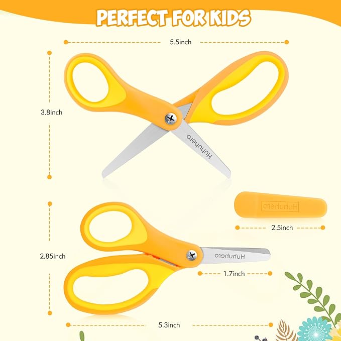 Huhuhero Kids Scissors, Soft Grip Craft Cutting Scissors - Image 4