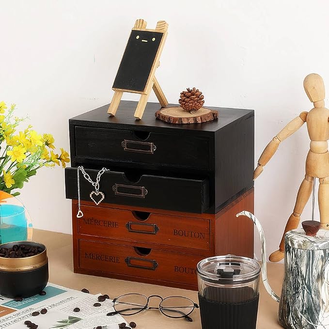 Wooden Storage Box Rustic Desktop Organizer - Image 4
