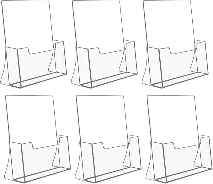 NIUBEE 6 Pack Acrylic Brochure Holder 8.5 x 11 inches, Acrylic Countertop by NIUBEE