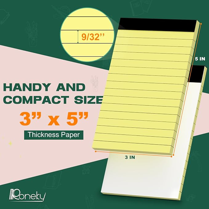 8 Pack Small Note Pads 3x5 In, College Ruled 3 x 5'' Notepads Server Note Pads - Image 2