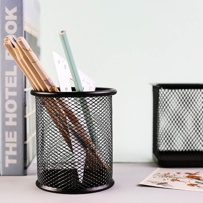 Ameceres 4 Packs Wire Mesh Pencil Holder Metal Pen Cup Desk Pen Organizer Case - Image 7