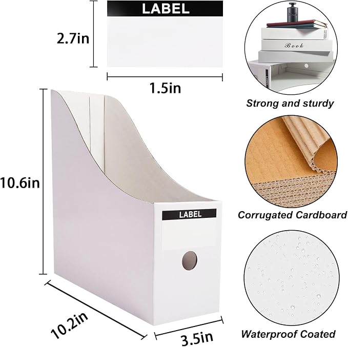 Limitliho 24 Pack White Cardboard Magazine File Holder - Image 2