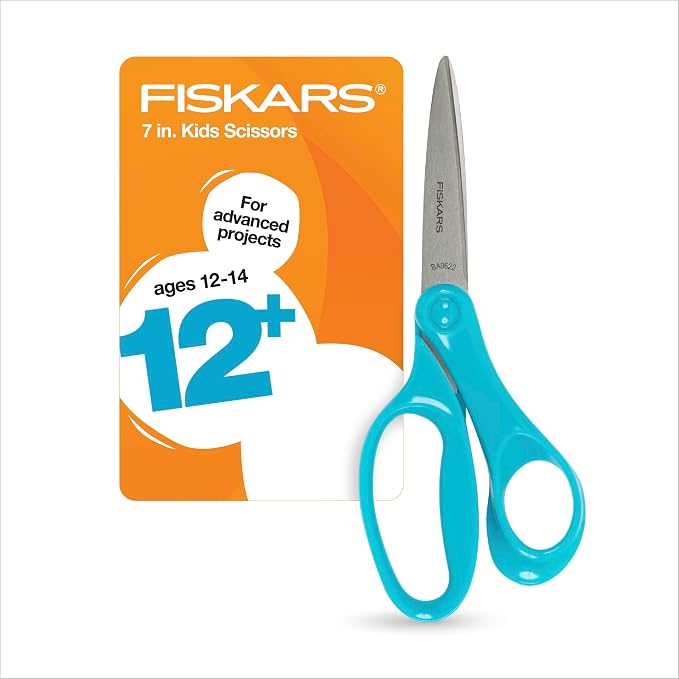 Fiskars 7" Student Scissors for Kids Ages 12-14, Scissors for School or Crafting by Unknown