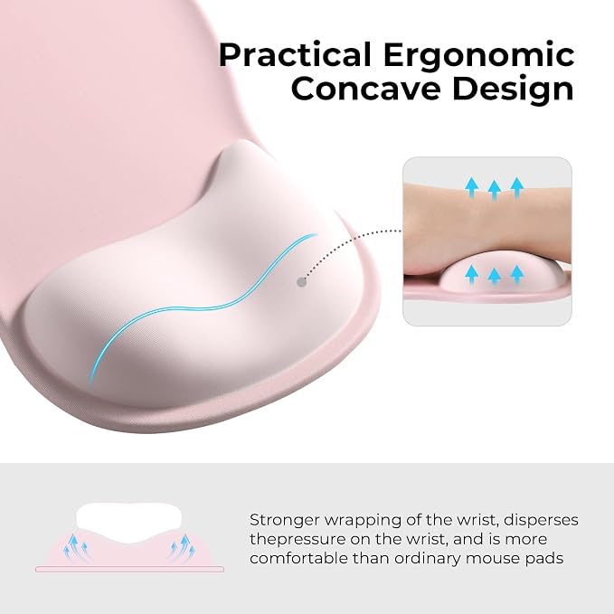 EooCoo Gel Wrist Rest Mouse Pad Ergonomic Middle Concave Design, Relieve Wrist - Image 2