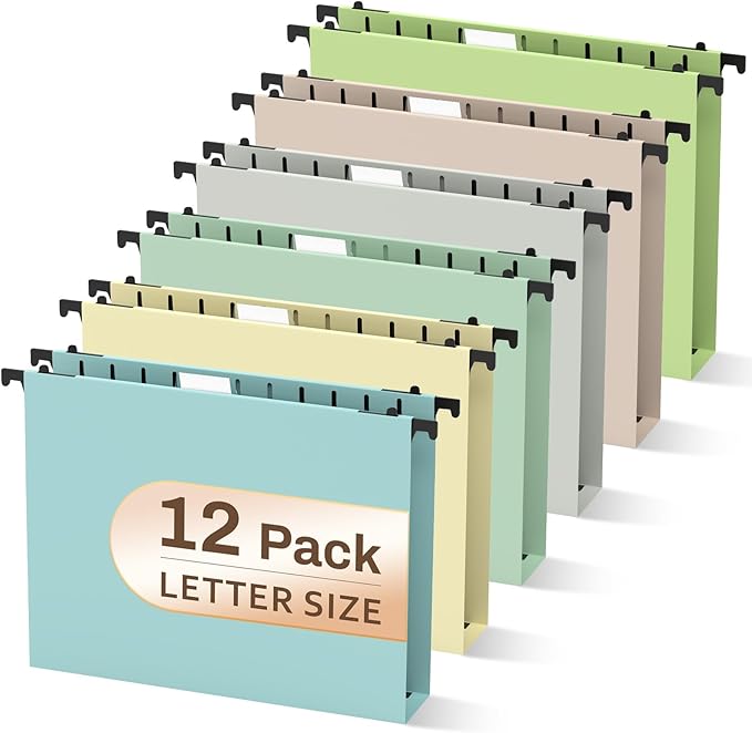 12 Pack Hanging Folders Letter Size, Plastic Hanging Folders by PNETTCO