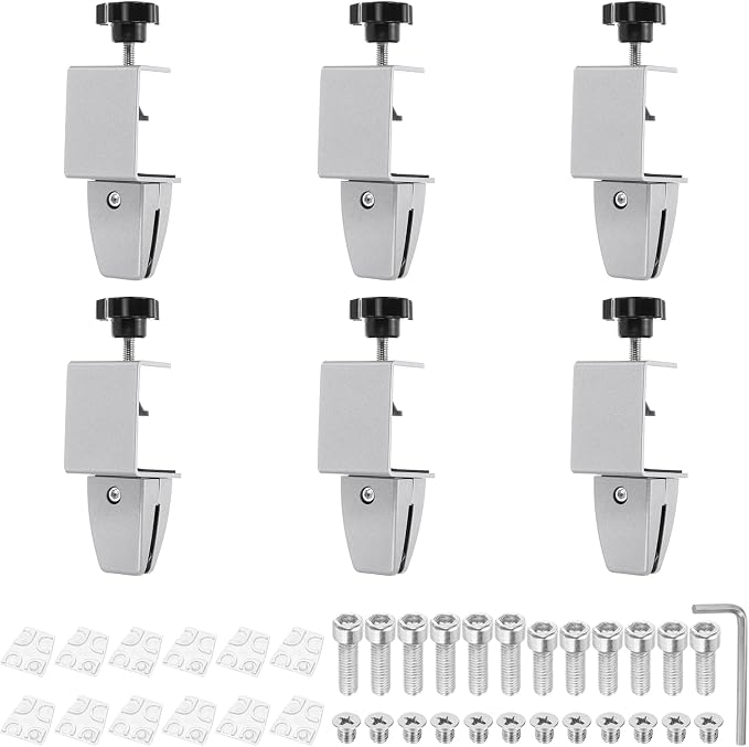 PATIKIL 6 Pcs 1/8"to 1/2" Adjustable Desk Divider Partition Clips, Aluminum by PATIKIL