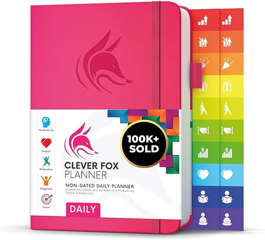 Clever Fox Daily Planner – Undated Planning Notebook with Hourly Schedule & To-Do List – Personal Day Task & Work Organizer, 6 Months (Hot Pink)-DeskLoop Office