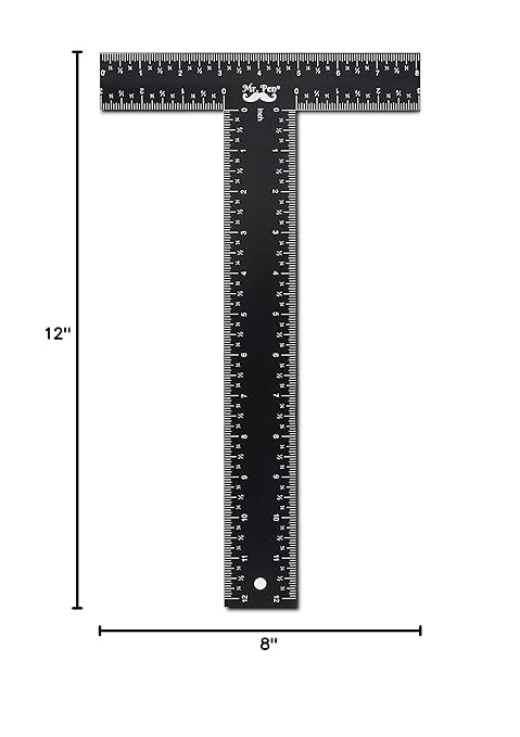 Mr. Pen - T Square, T Ruler, 12 inch Metal Ruler, T Square Ruler, Drafting Tools, Architect Ruler, Set Square, Drafting Ruler, Tsquare, Truler, Architectural Triangle, Tee Ruler, L Square, Scale Ruler-DeskLoop Office
