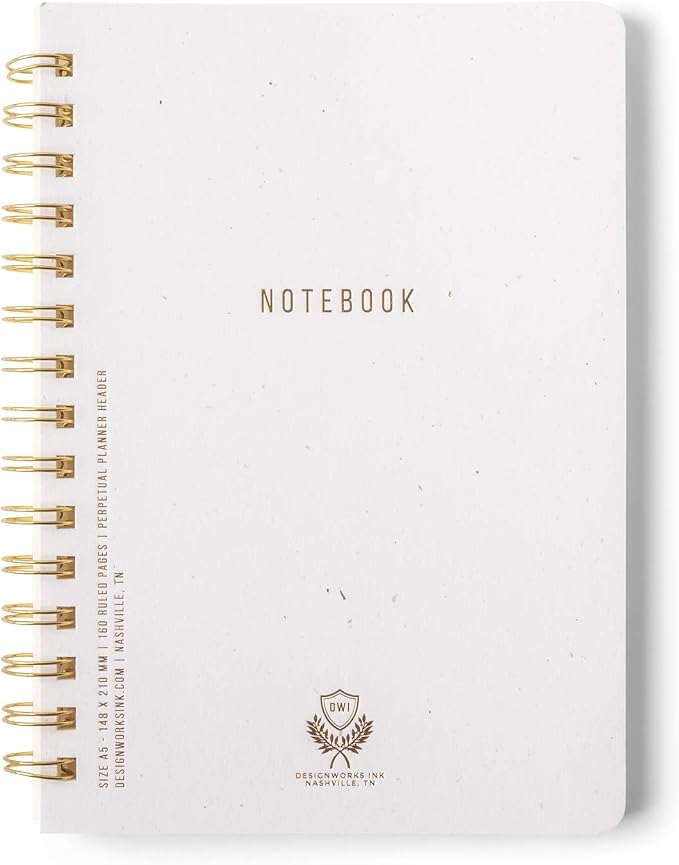 DesignWorks Ink 6" x 8.25" Speckled Ivory White Textured Paper Twin Wire Spiral by DesignworksInk