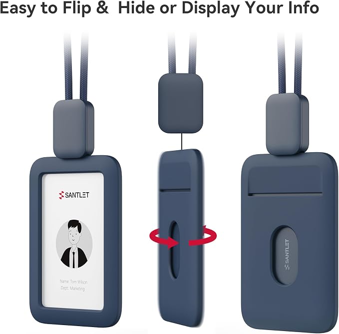 Lanyards for ID Badges Holder, SANTLET Silicone ID Badge Holder Name Card Case - Image 4