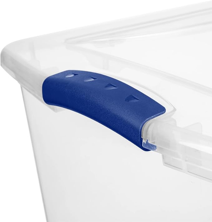 66 Qt Storage Bins 6-Pack, Secure Blue Latches, Recessed Stacking, 66Qt Capacity - Image 7