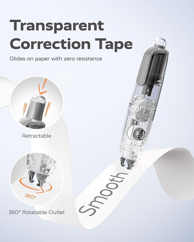 Four Candies Refillable Retractable White Correction Tape, Aesthetic Pen Shaped - Image 5