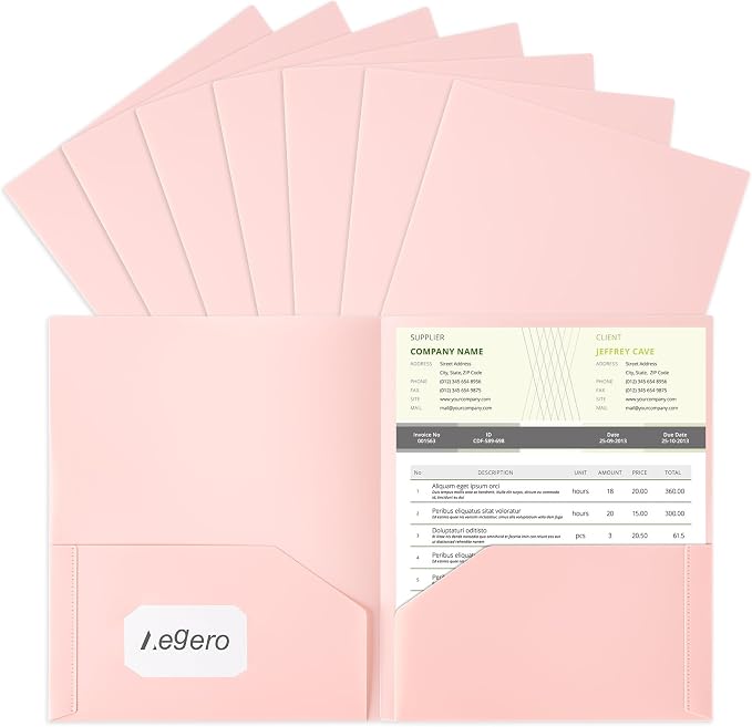 Aegero Plastic Folders with Pockets, Durable Heavy Duty File Folders with by Unknown