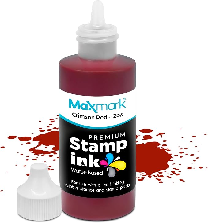 MaxMark Premium Refill Ink for self Inking Stamps and Stamp Pads, Crimson Red by Maxmark