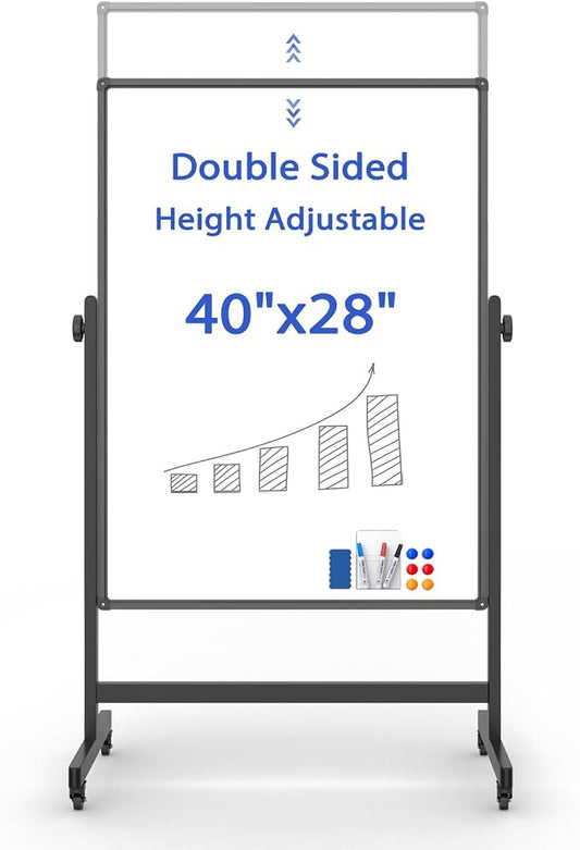 Rolling Whiteboard on Wheels, Double-Sided Magnetic Dry Erase Board by WOREEY