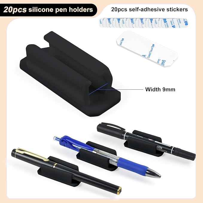 20 Pack Silicone Pencil Holders, Adhesive Pen And Marker Holders, Wall - Image 4