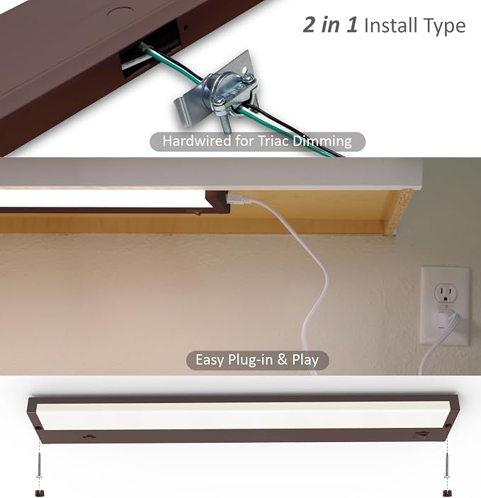 Leetdud LED Under Cabinet Lighting Hardwired or Plug in, 24 Inch 12W, Dimmable - Image 6