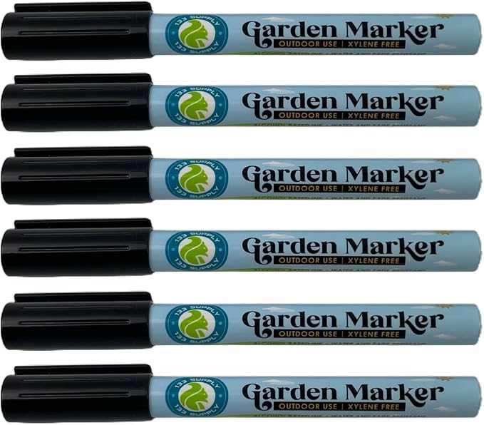 6 Pack Garden Marker Pen Permanent Markers Black by 133+SUPPLY