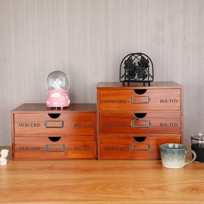 Wooden Storage Box Rustic Desktop Organizer - Image 6