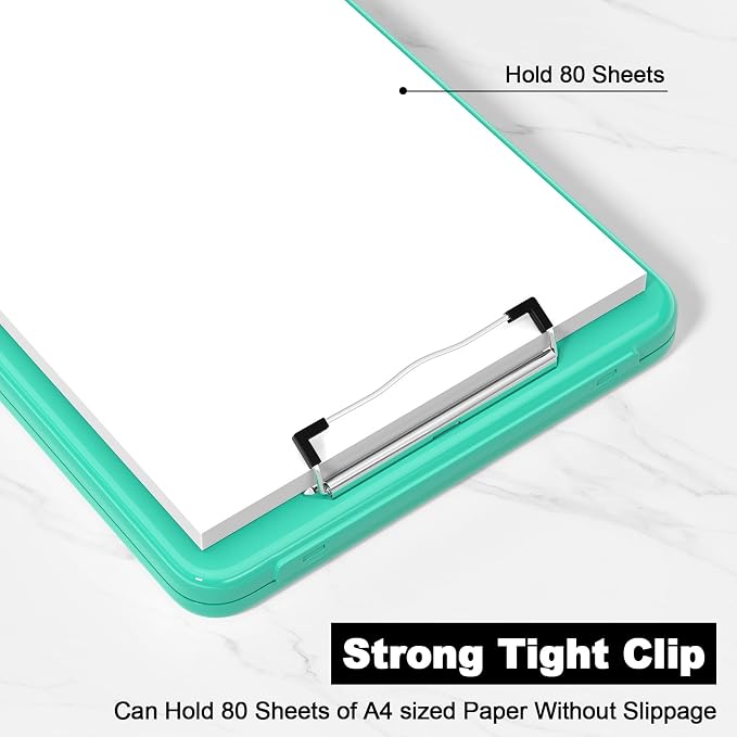 Hongri Clipboard with Storage, 8.5 x 11 Clip Board Foldable, Teal | Bottom - Image 4