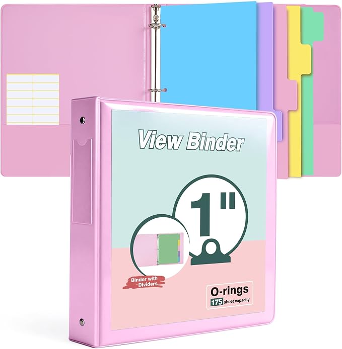 3 Ring Binder 1 inch，Cute Binder Organizer by dilitego