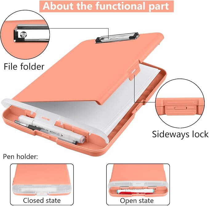 SFLHHDM Plastic Clipboard with Storage, High Capacity Clip Boards 8.5x11 with - Image 5