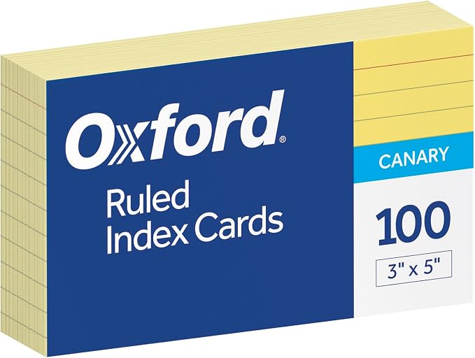 Oxford Ruled Color Index Cards, 100 Per Pack by Oxford