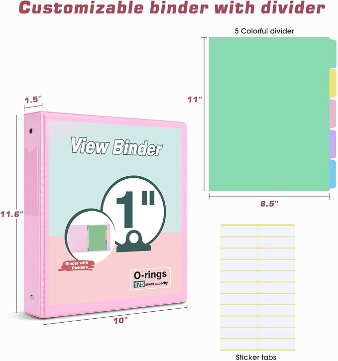 3 Ring Binder 1 inch，Cute Binder Organizer - Image 2