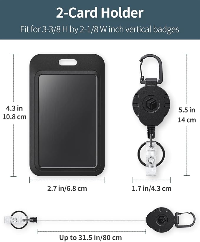 Uniclife 2 Pack Sliding Badge Holder Vertical Plastic Case - Image 2