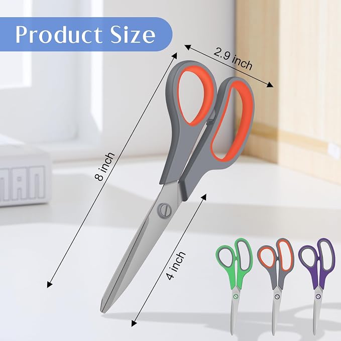 3 Pack Scissors Set, 8.3" Heavy Duty Scissors - Image 2