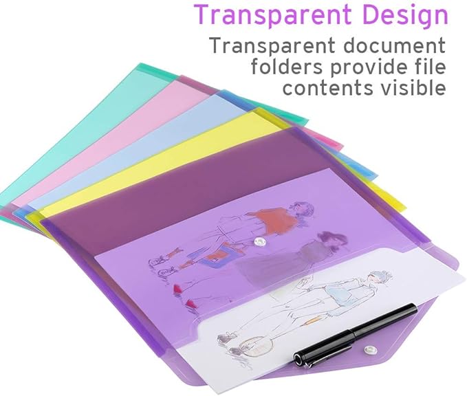 Sooez 6 Pack Folders Plastic Envelopes, Letter A4 Size Poly File Envelopes - Image 5