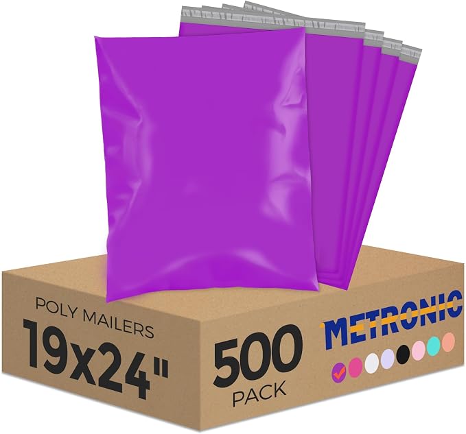 Metronic Poly Mailers 19x24 500 Pack Large Shipping Bags, Strong Adhesive by METRONIC