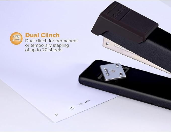 Bostitch Office Classic Metal Desktop Stapler, 20 Sheet Capacity, Dual Clinch - Image 3