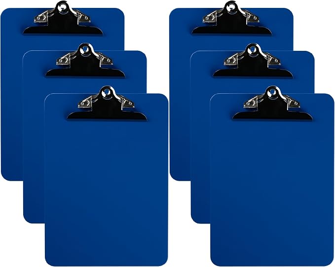 Pack of 6 Plastic Clipboards by DAVISGROUP