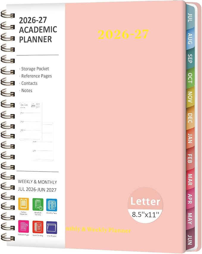 Planner 2026-2027, Weekly and Monthly Academic Year Calendar Planner, July 2026 by VALOME