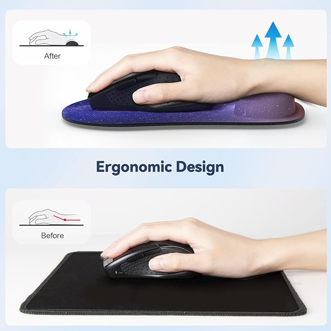 TECKNET 2 Pack Mouse Pad with Wrist Support, Ergonomic Gaming Mouse Pad Pain - Image 2