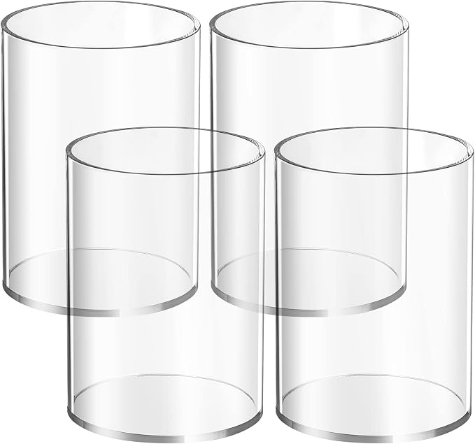 Mototo 4 Pieces Clear Acrylic Pen Holder Round Acrylic Pencil Cup Clear Makeup by MOTOTO