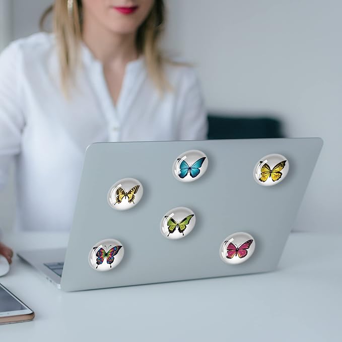 12Pcs Glass Strong Refrigerator Magnet Fridge Sticker,Butterfly Crystal Fridge Magnets Decoration for Crafts,Strong Fridge Magnets for Kitchen, School,Office Whiteboard, Cabinet and Dishwasher-DeskLoop Office