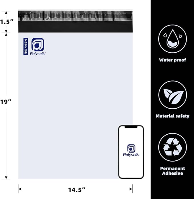 POLYSELLS 100 Pcs 14.5x19 Inch Poly Mailers Shipping Envelopes, Strong Adhesive - Image 2